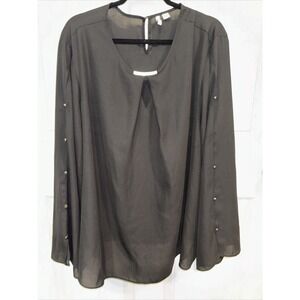 Cato EST 1946 Size: 26-28 Black Top Sheer Flowing With Silver Buttons On Sleeves